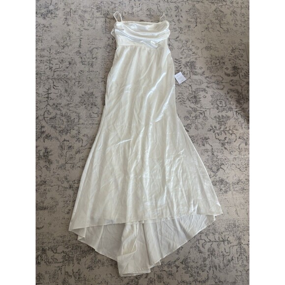 Lulus Lovely Endearment White Satin Sleeveless Backless Maxi Dress Large Bridal - Picture 3 of 10